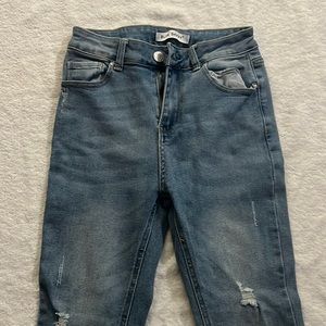 Blue Savvy- Women’s Blue Ripped Skinny Jeans